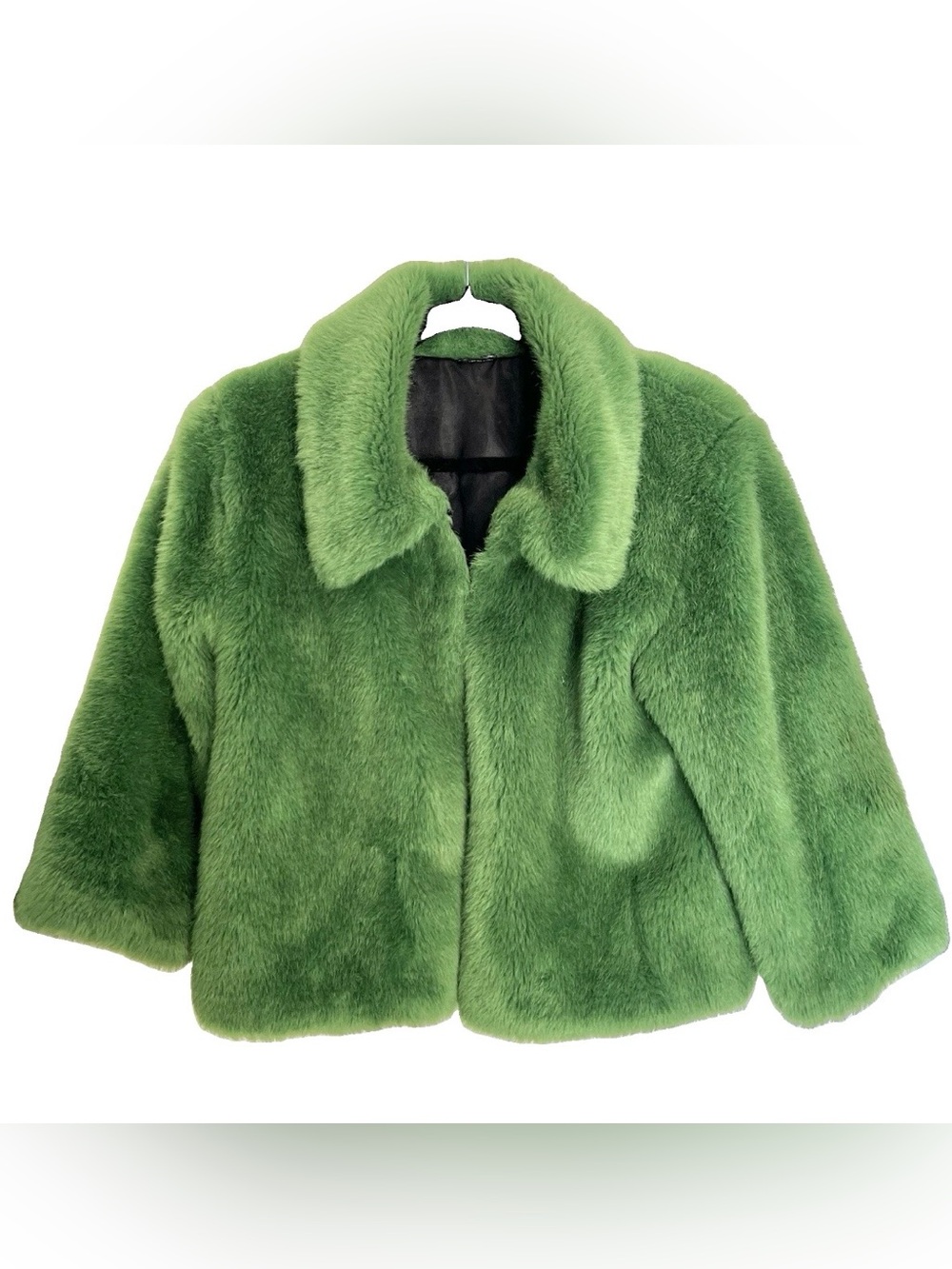 Vintage Women’s Faux Fur Crop Short Jacket Kelly Green Size Small